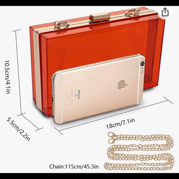🔥 Women Clear Purse Acrylic Clutch Shoulder Handbag Removable Gold Chain - Picture 2 of 6